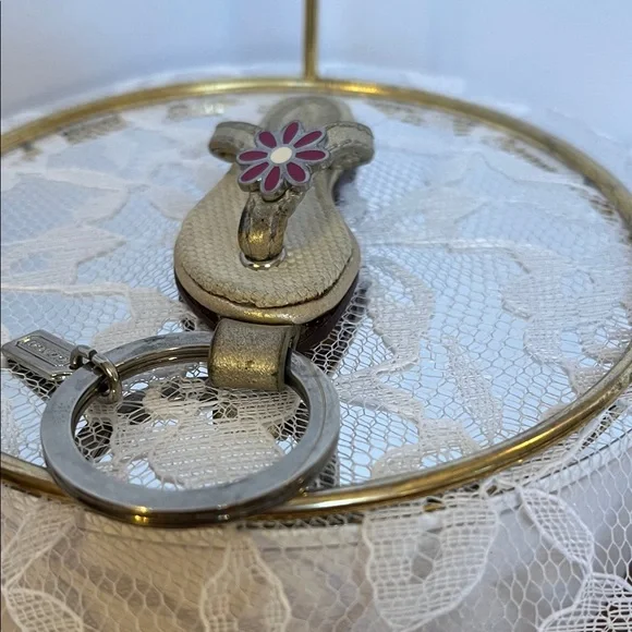 Coach Gold Sandal Keychain with Pink Flower - Picture 10 of 10